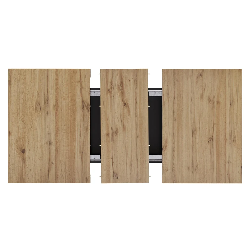 Extendable Dining Table with Wood-Grain High-Density MDF Top, Telescopic Kitchen Table with 2 Drawers, 110L x 80W x 75H cm, Black