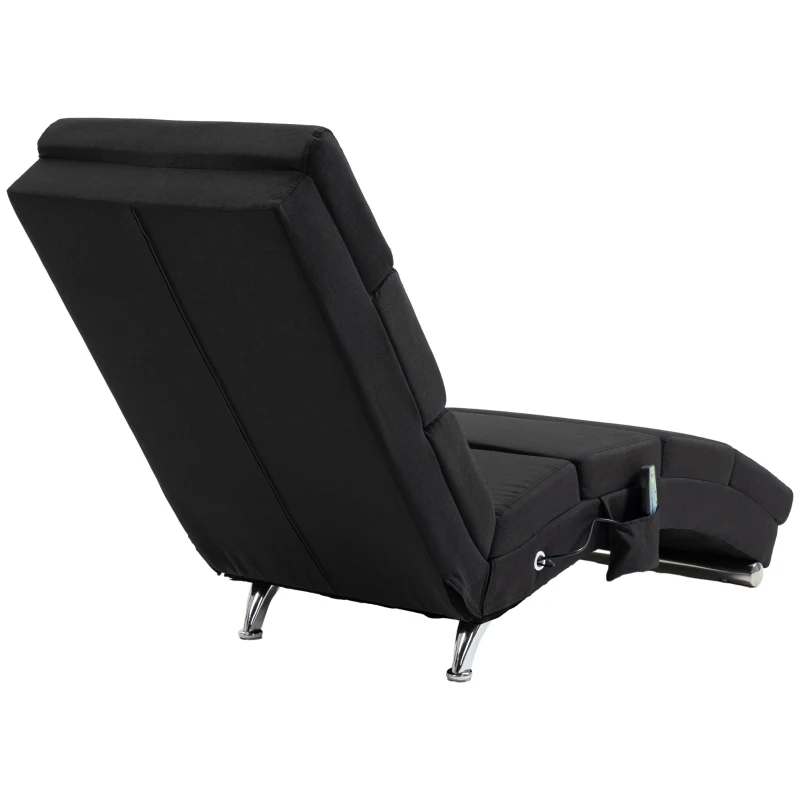 HOMCOM Massagestoel, relaxfauteuil, ligstoel met 8 vibratiepunten, 5 modi, 56 x 168 x 84 cm, zwart