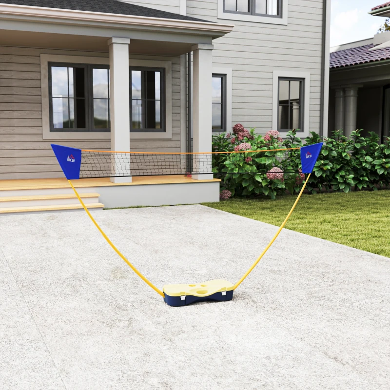 HOMCOM 2.8m Portable Folding Badminton Net Set with 4 Badminton Rackets and 2 Nylon Shuttlecocks for Adults Kids Indoor Outdoor