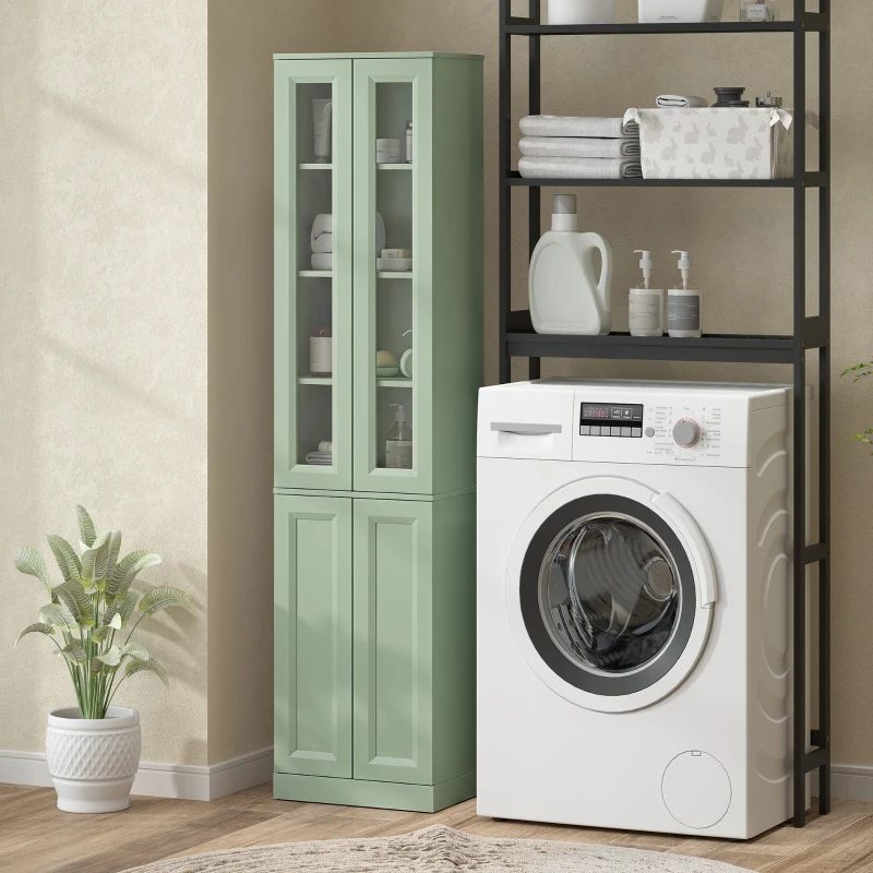 HOMCOM Mueble de Baño Alto de 6 Estantes con Estante Regulable Verde Salvia