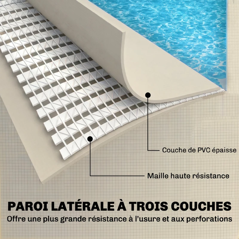 Outsunny Piscine Tubulaire Rectangulaire Piscine Hors Sol Nouvelle Structure Stable Antirouille 394,5x208,3x80,5cm Gris