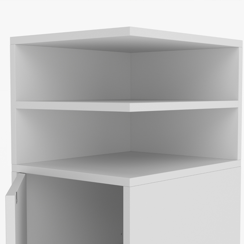 HOMCOM Slim Bedside Table Set of 2, Narrow Bedside Cabinet with Open Cubbies and Cupboard for Bedroom Living Room, White