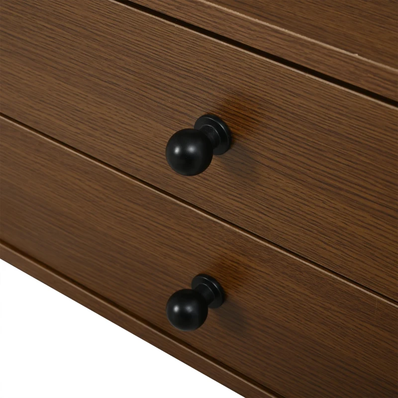 Oval Coffee Table with Sliding Roll-Top Doors, Sturdy Center Table with Two Drawers, 100L X 50W X 36H cm, Walnut