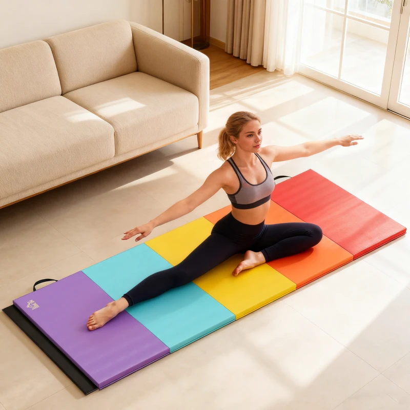 HOMCOM Tappetino Fitness per Palestra e Casa, 5 Pannelli Pieghevoli, 195x76x3cm