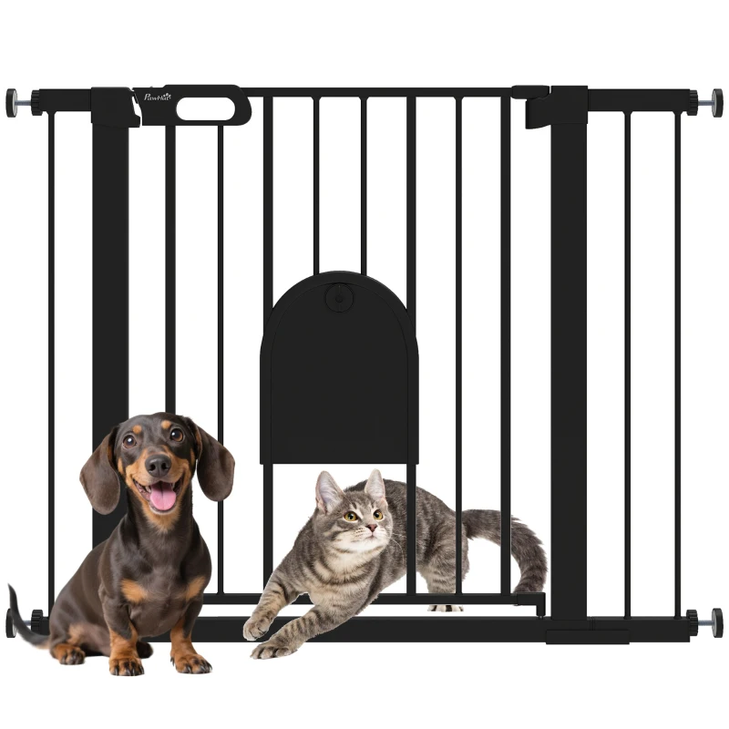 PawHut Türschutzgitter Treppenschutzgitter Hunde Absperrgitter Schutzgitter für Haustier Stahl