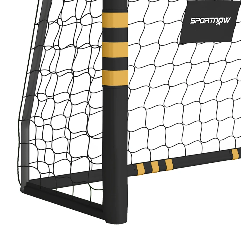 SPORTNOW Portería de Fútbol con Acolchado de Protección, 5 Piquetes de Suelo y Red de PE, 180x60x120cm, Amarillo