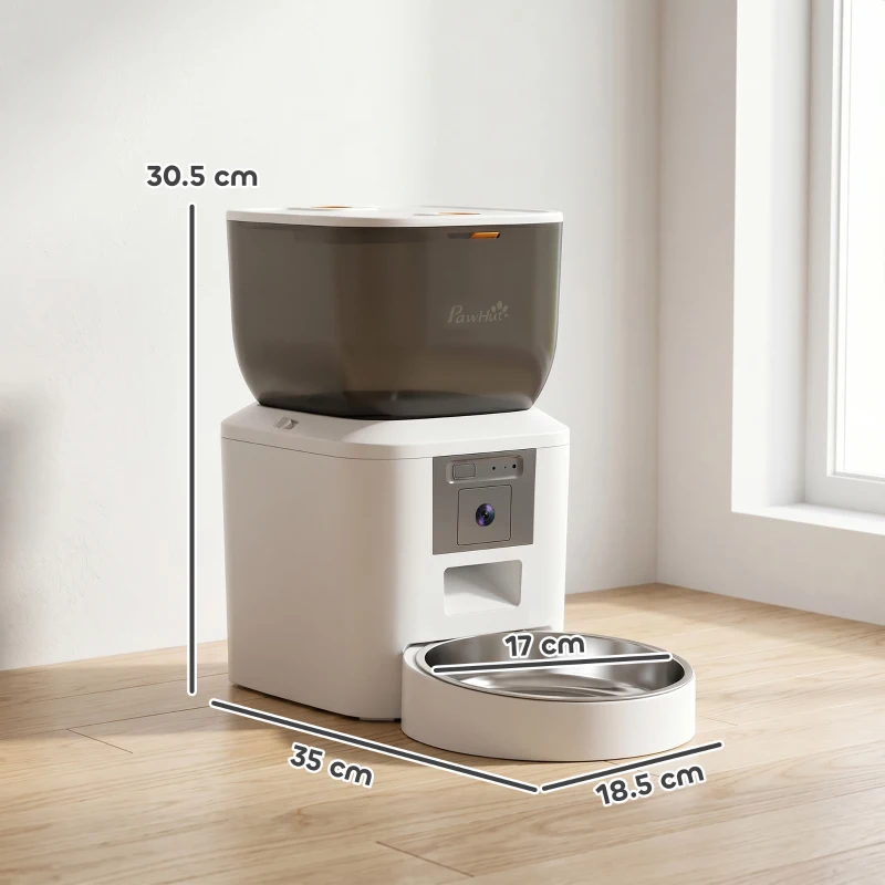 PawHut Automatic Cat Feeder with Camera, 2.4G WiFi, APP Control 4L Pet Feeder 1-10 Meals with 2-Way Audio, Dual Power Supply