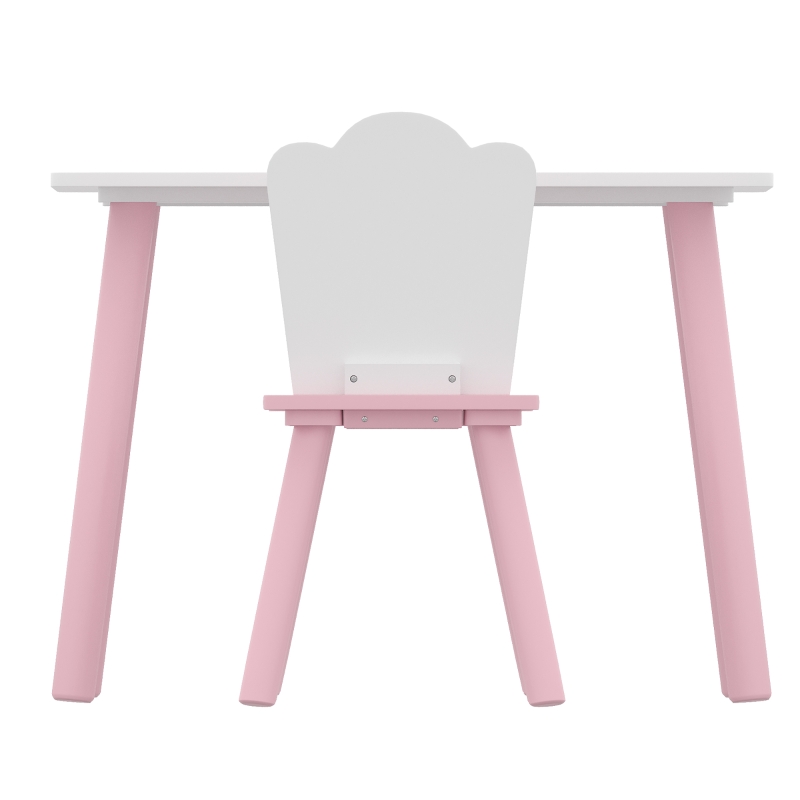AIYAPLAY Table enfant avec chaise, ensemble table et 2 chaises en bois pour dessiner, jouer, étudier, rose