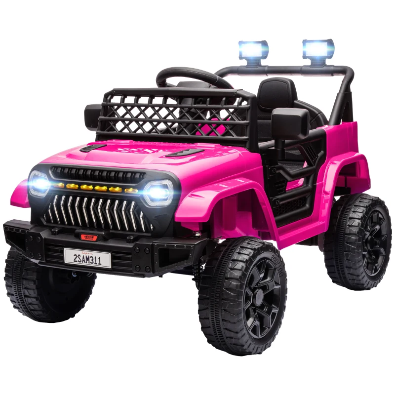 AIYAPLAY Kinder Elektroauto 12V Kinderauto Elektrisch mit 2,4 GHz Fernbedienung 2 Motor Hupe LED Musik für 3-8 Jahre Rosa