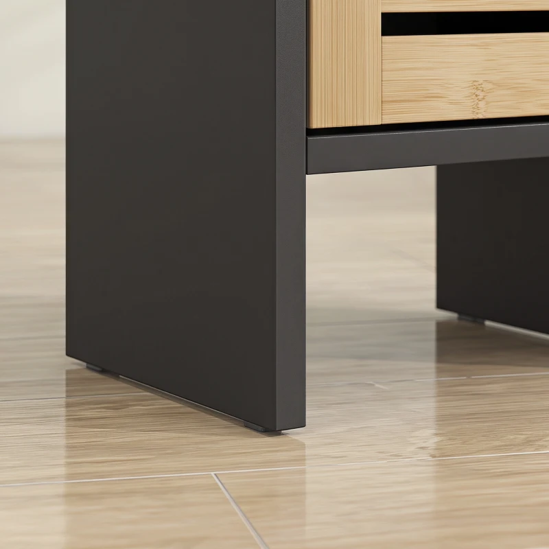 HOMCOM Mobile da bagno in bambù a 3 livelli con portarotolo, 78 cm, nero