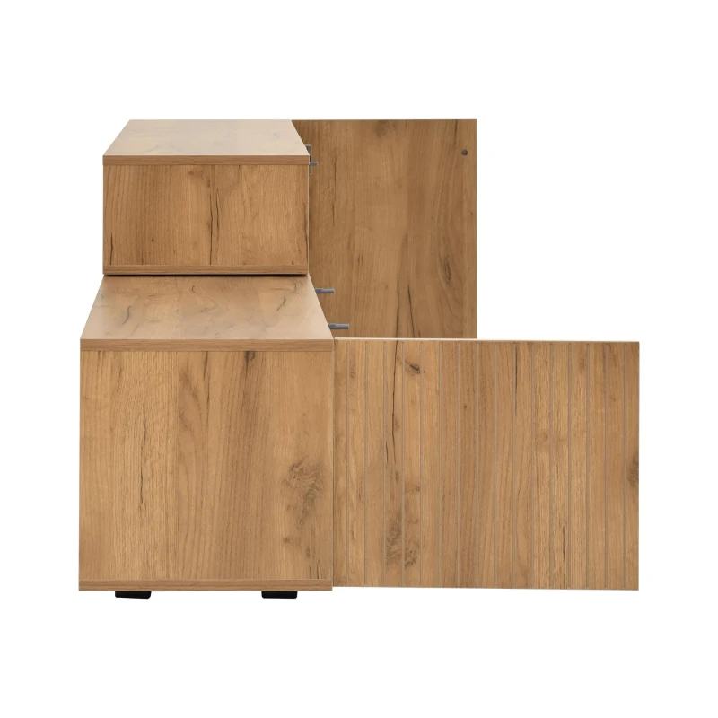 Sleek TV Wall Unit Set with Flexible Length Up to 265 cm, Freestanding Display Cabinet Set with Adjustable Sections, 265L x 35W x 53.5H cm, Wood