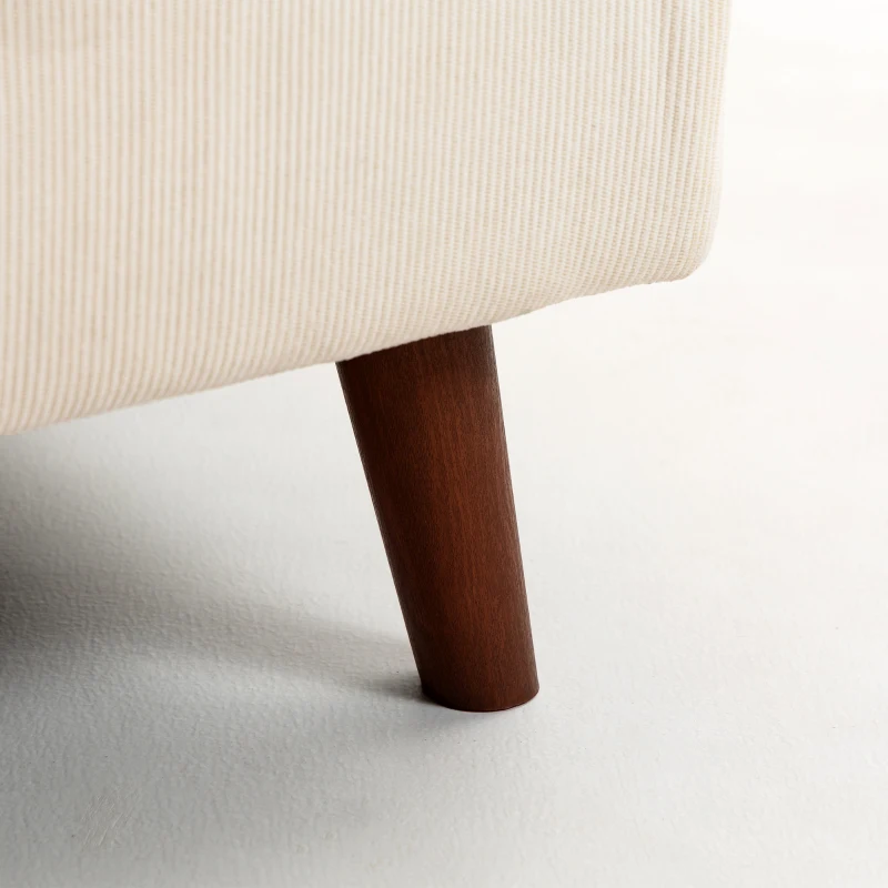HOMCOM Sofá esquinero 192 cm en L 3 plazas con chaiselongue reversible, acabado en pana, para espacios pequeños, blanco crema