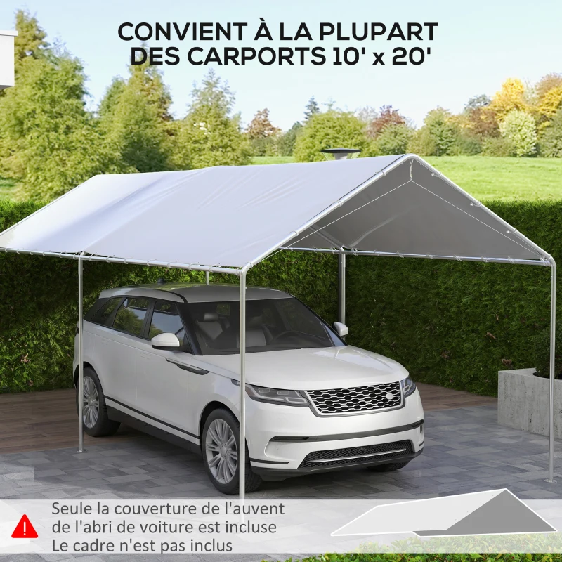 Outsunny Toile de remplacement pour carport 3 x 6 m avec 48 élastiques à boules (housse uniquement, cadre non inclus)