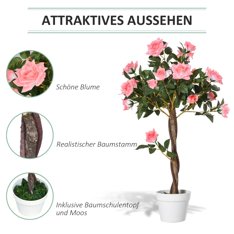 Outsunny Kunstboom, Kunstmatige Plant in Cementpot, Realistische Kunstplant