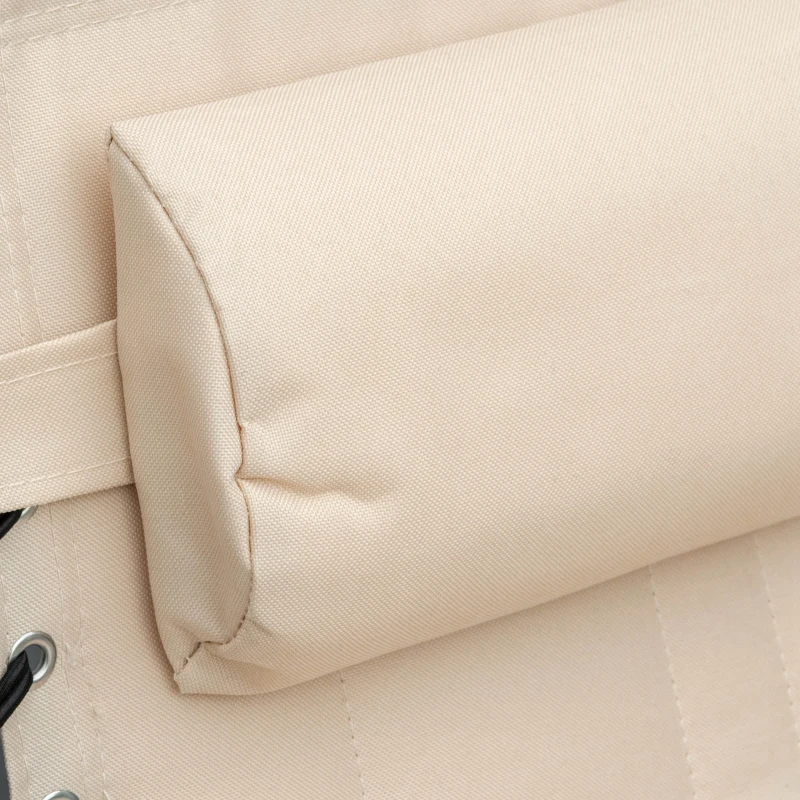 Outsunny Zonneligstoel, Opvouwbare Tuinligstoel, Klapligstoel met Kussen, 5-standen Rugleuning, Oxford-stof, 188 x 57 x 30 cm, Beige