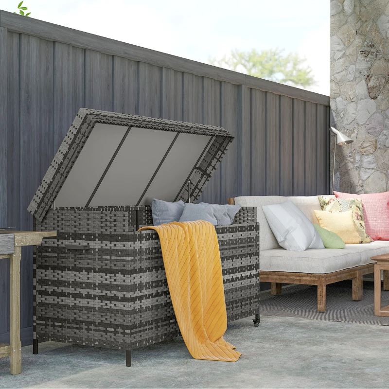 Outsunny 627 L Rattan Storage Box - Dark Grey