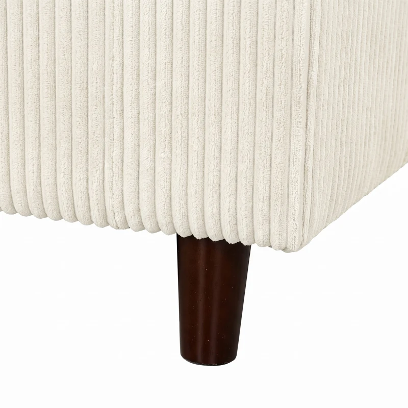 HOMCOM Canapé 3 Places en Velours Côtelé, Canapé de Salon Moderne 225 cm, Assise Large, Coussin à Ressorts, Crème