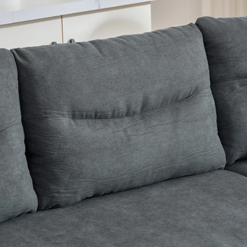 Contemporary 4-Seater Fabric Sofa with 2 Chaise Longues, Minimalist U-Shaped Couch with Integrated Cup Holders, 272L x 136W x 86H cm, Dark Gray