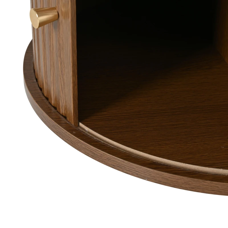 Living Room Coffee Table with 2 Drawers and Roll-Up Door, Minimalist Center Table with 4 Support Legs, 100L x 50W x 36H cm, Walnut