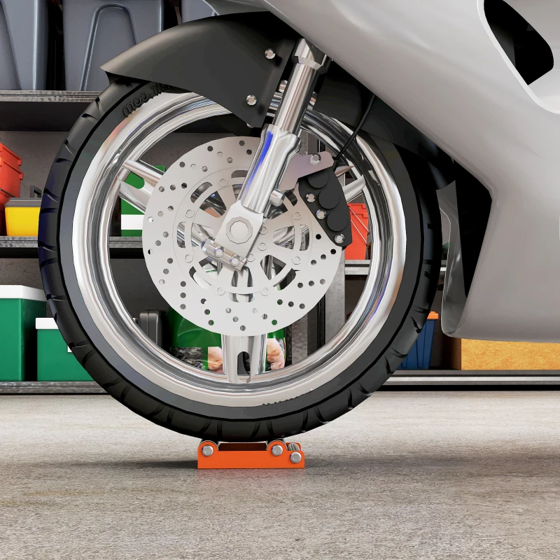 HOMCOM Soporte Rodillo Moto para Limpieza de Neumáticos y Lubricación de Cadenas Moto < 220 kg y Ancho de Neumático <180 mm