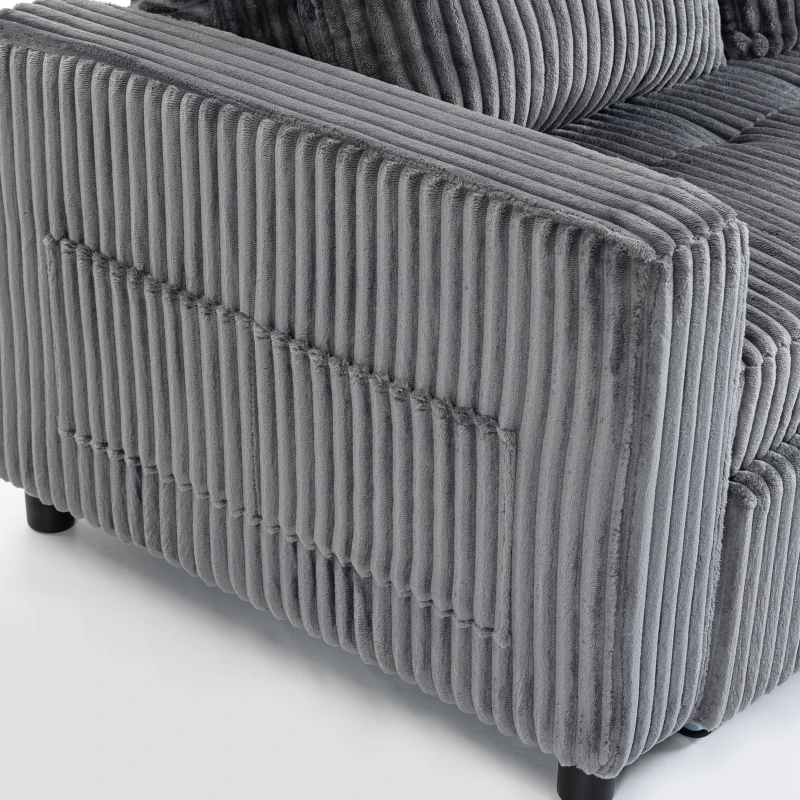 HOMCOM 2-zits slaapbank, ribfluwelen bekleding, om te vormen tot bed, 2 kussens, zijvakken, 157 x 190 cm, donkergrijs
