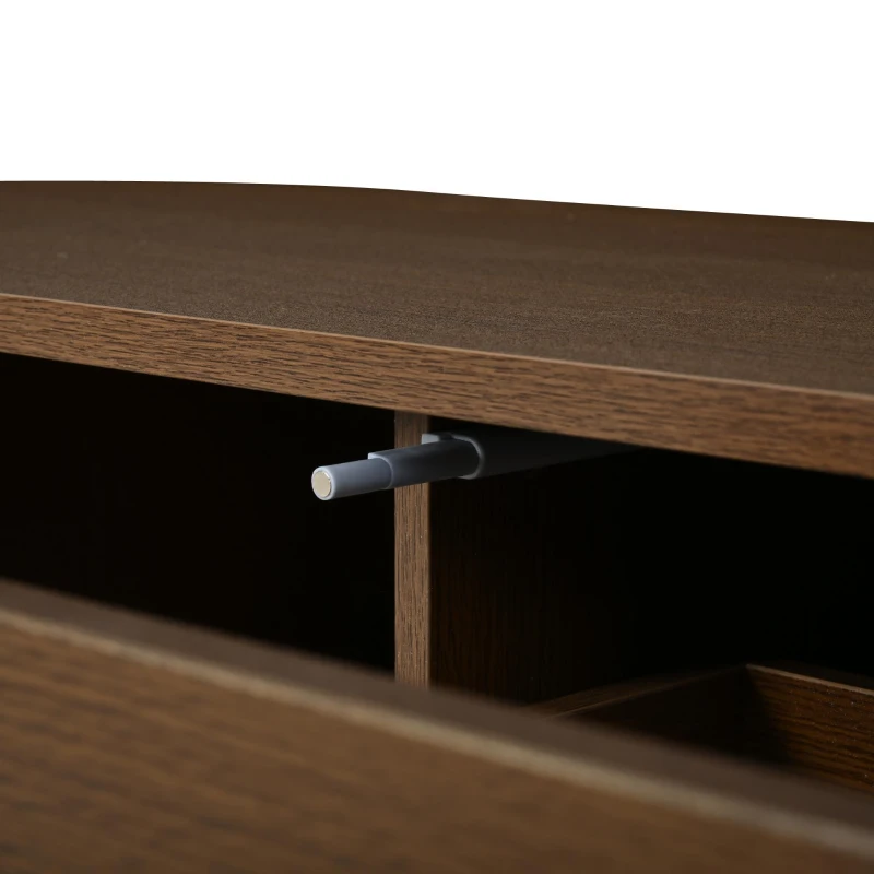 Modern TV Stand with 2 Rattan-Effect Drawers, Durable Media Unit with Large Storage, 180L x 40W x 40H cm, Walnut