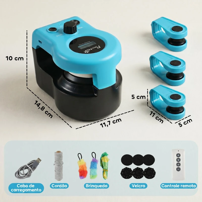 PawHut Brinquedo Automático/Controlado por Controle Remoto para Gatos com Velocidade Ajustável e Pistas Personalizáveis Preto