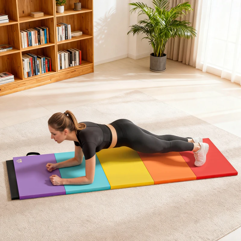 HOMCOM Tappetino Fitness per Palestra e Casa, 5 Pannelli Pieghevoli, 195x76x3cm