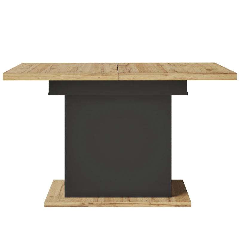 Lockable Telescopic Kitchen Table with Wood‑Grain High‑Density MDF Top, Extendable Dining Table with Concealed Storage, 110L x 80W x 75H cm, Black