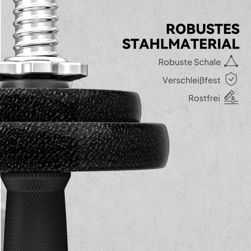 SPORTNOW Hantelset 2-in-1 Kurzhanteln Langhanteln verstellbar bis 20 KG mit rutschfestem Griff für Krafttraining Zuhause Grau