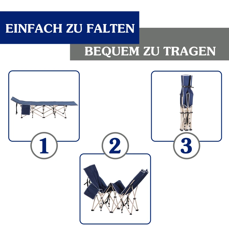Outsunny Veldbed campingbed camping ligbed verhoogd opvouwbaar draagtas staal Oxford blauw