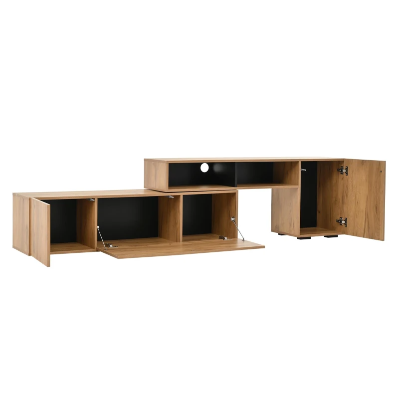 Sleek TV Wall Unit Set with Flexible Length Up to 265 cm, Freestanding Display Cabinet Set with Adjustable Sections, 265L x 35W x 53.5H cm, Wood