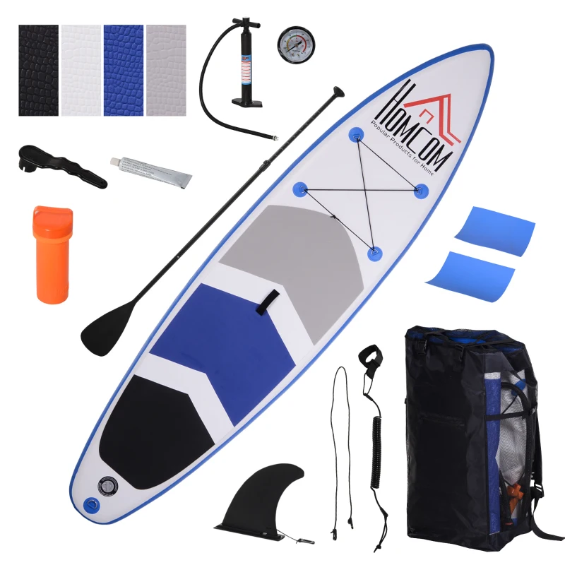 HOMCOM Tavola Gonfiabile SUP Stand Up Paddle con Pagaia Regolabile, Tavola Surf con Accessori 322x81x15cm