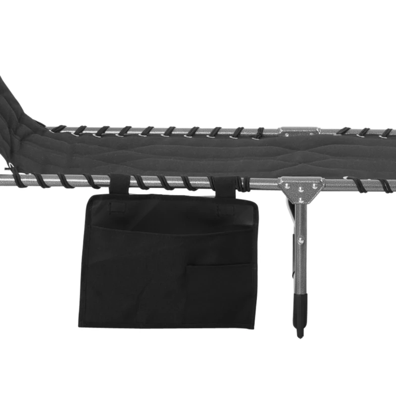 Outsunny opvouwbaar ligbed tuin ligbed met kussen tuin 5-traps verstelbare rugleuning staal Oxford stof zwart 188 x 57 x 30 cm