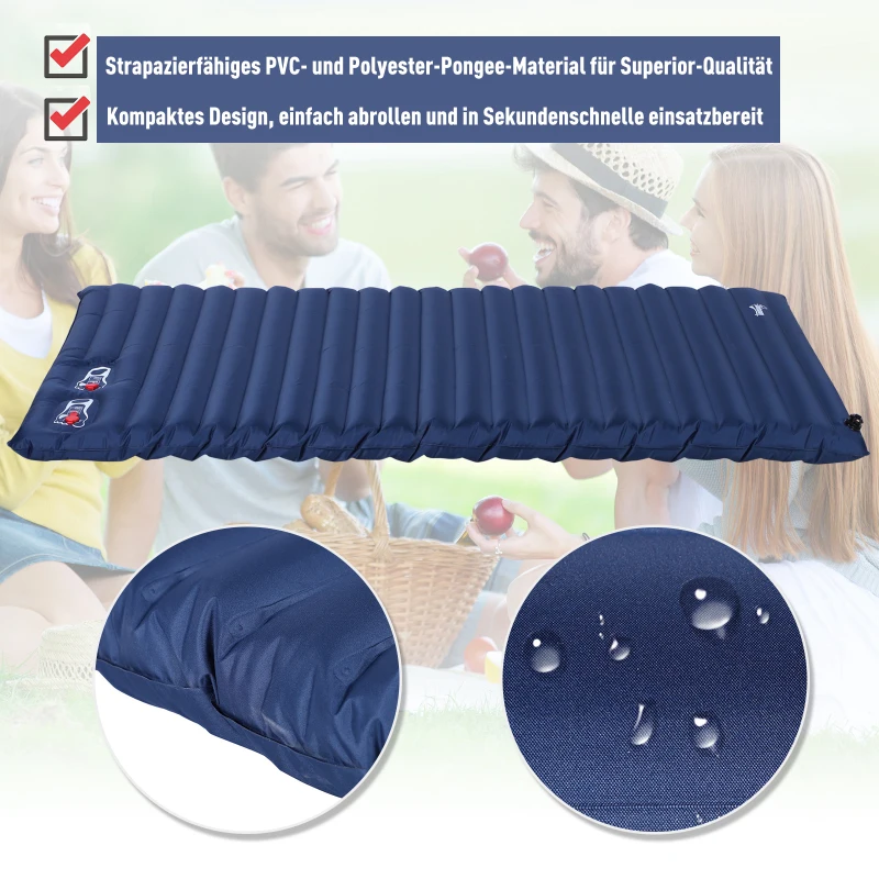 Luchtmatras opblaasbaar luchtbed campingmatras slaapmat pongee blauw