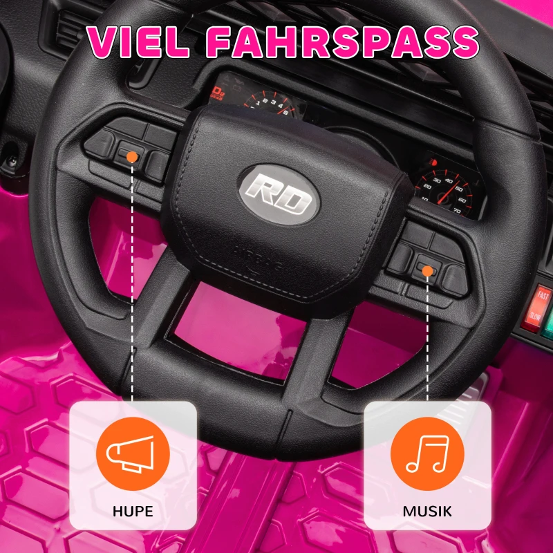 AIYAPLAY Kinder Elektroauto 12V Kinderauto Elektrisch mit 2,4 GHz Fernbedienung 2 Motor Hupe LED Musik für 3-8 Jahre Rosa