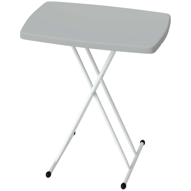 Outsunny Table d'appoint pliable en HDPE table pliante hauteur réglable sur 6 niveaux pour patios jardins 76 x 50 x 74 cm gris