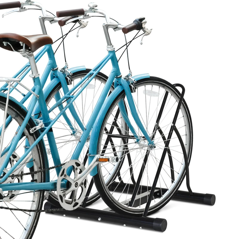 HOMCOM Soporte para Aparcar 2 Bicicletas, Aparcamiento Estacionamiento para Bicis, Inferir 65mm de Ancho, Fácil de Montar, Almohadilla Antideslizante, Interior y Exterior, 60x54x57 cm, Negro