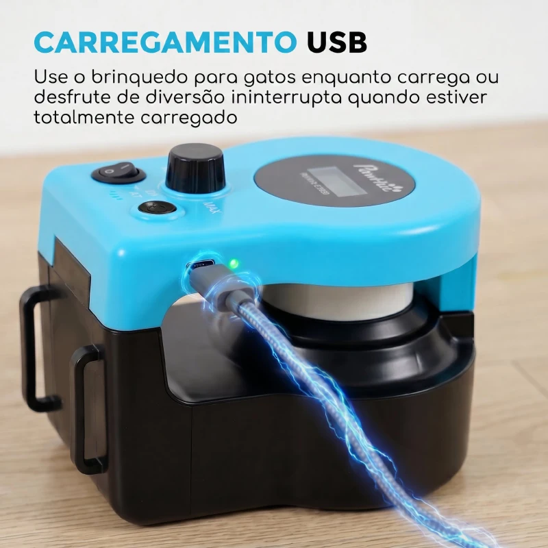 PawHut Brinquedo Automático/Controlado por Controle Remoto para Gatos com Velocidade Ajustável e Pistas Personalizáveis Preto