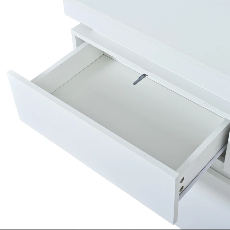 High-Gloss Sideboard with App-Controlled RGB LED Lighting, Freestanding Storage Cabinet with Adjustable Shelves, 140L x 35W x 72.5H cm, White