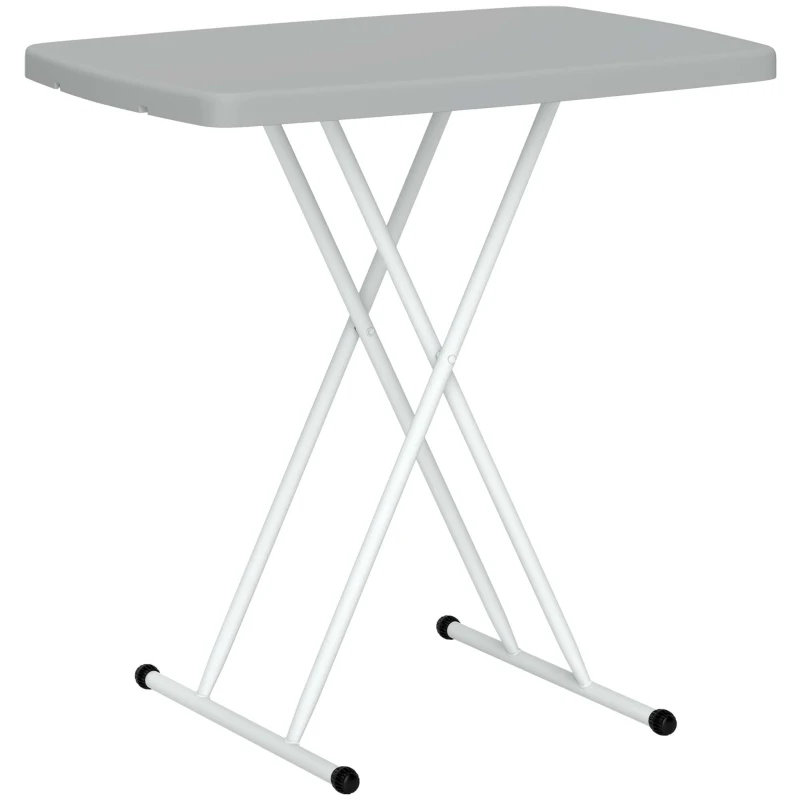 Outsunny Table d'appoint pliable en HDPE table pliante hauteur réglable sur 6 niveaux pour patios jardins 76 x 50 x 74 cm gris