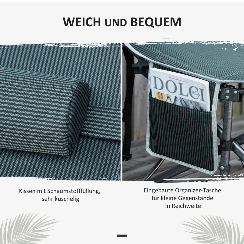Outsunny Campingbed, Opvouwbaar Veldbed met Hoofdkussen, 188 x 64,5 x 53 cm, Grijs
