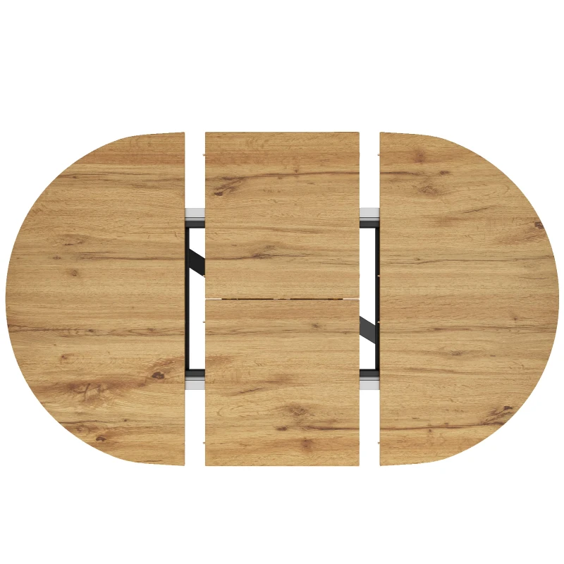 Extendable Dining Table with Sturdy X-Shaped Metal Frame, Space-Saving Convertible Table with Adjustable Feet, 100L x 40W x 75.5H cm, Wood
