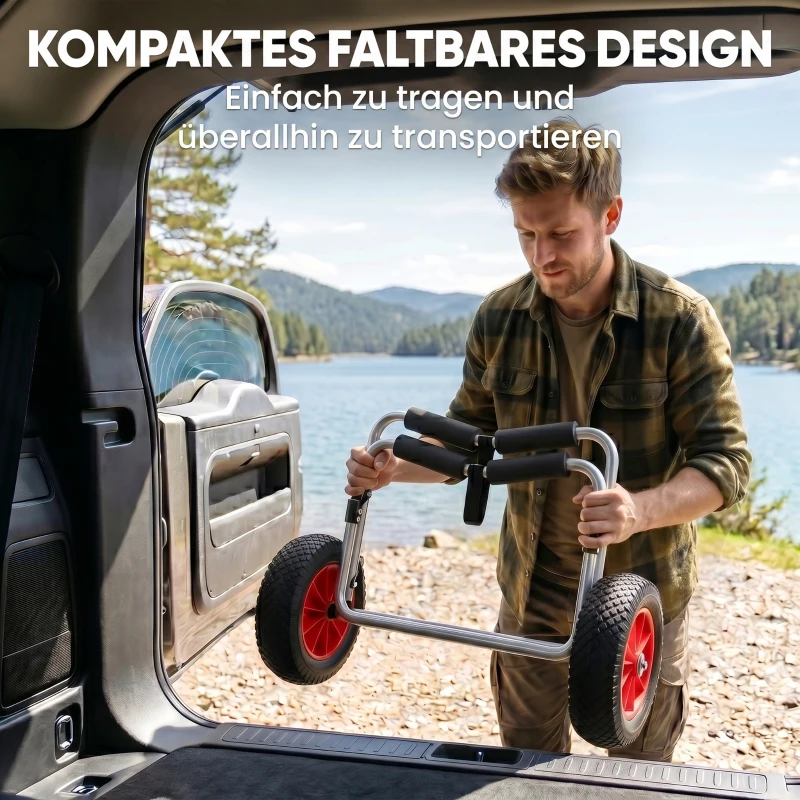 Kajaktrolley kanotrolley surftrolley opvouwbare boottrolley met riem luchtbanden tot 90 kg