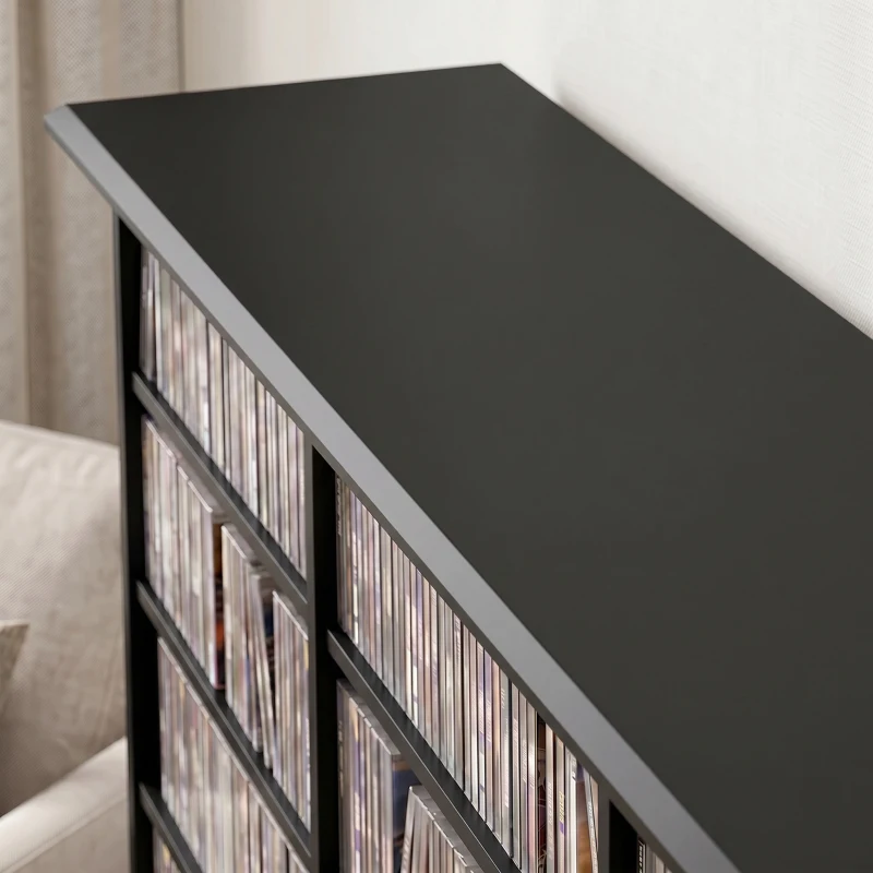 HOMCOM Mobile per 1032 CD o 594 DVD con 24 scomparti e 18 ripiani regolabili, nero