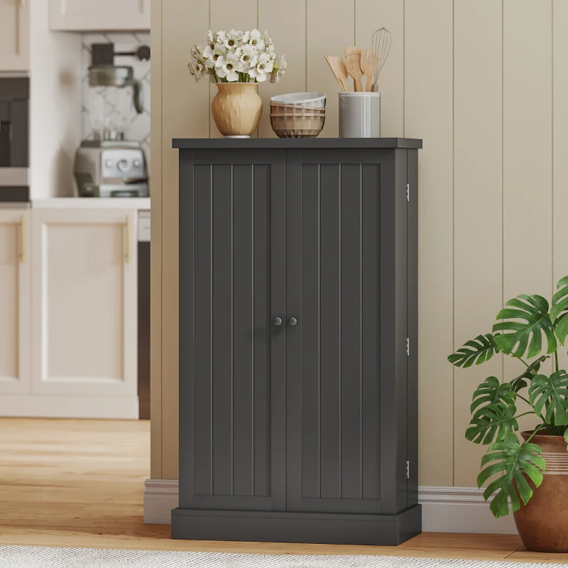 HOMCOM Armário de Cozinha com 5 Prateleiras Centrais e 2 Prateleiras Laterais de 6 Níveis, em MDF, 60x30x104 cm, Preto