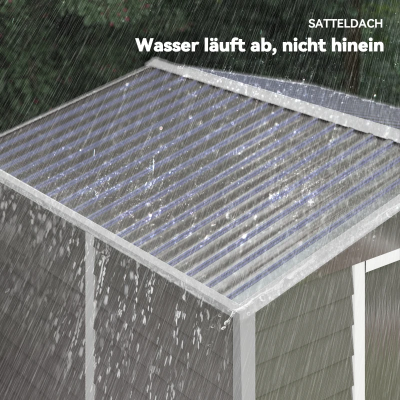 Outsunny Geräteschuppen aus Metall, wetterfest & rostfrei, abschließbar,  2,40 x 2,06 x 1,98 m, Hellgrau