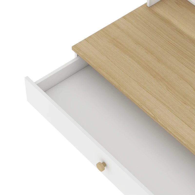 AIYAPLAY Kinderbureau met lade, boekenrek en opbergruimte voor kinderen van 3-8 jaar, 80 x 50 x 100 cm, wit