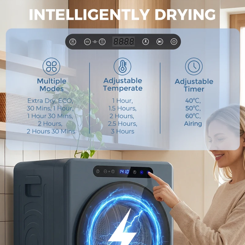 HOMCOM 5 kg Compact 40-60℃  Tumble Dryer Blue
