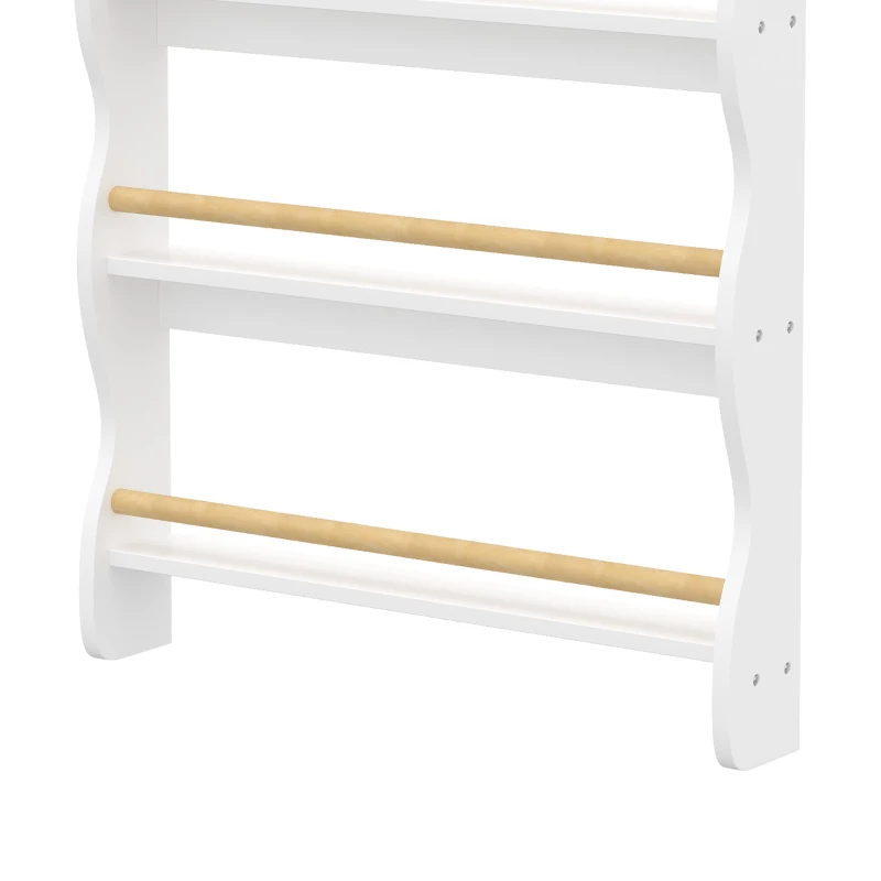 AIYAPLAY Bibliothèque murale pour enfant, rangement livre enfant 4 niveaux, fixer au mur, 60 x 10 x 98 cm, blanc